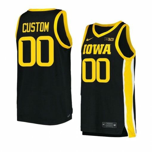 Custom Iowa Hawkeyes Basketball Jersey College Name and Number Black