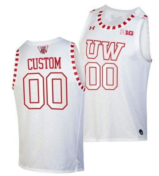 Custom Wisconsin Badgers Jersey Name and Number College Basketball Alternate White