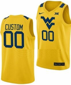 Custom West Virginia Jersey Name and Number Mountaineers College Basketball Gold