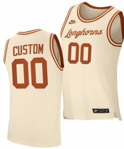 Custom Texas Longhorns Jersey Name and Number college Basketball Cream Retro Replica Jersey