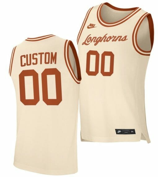 Custom Texas Longhorns Jersey Name and Number college Basketball Cream Retro Replica Jersey