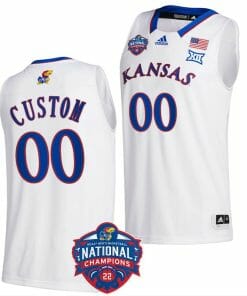 Custom Kansas Jayhawks Jersey College Basketball Name & Number National Champions Logo White