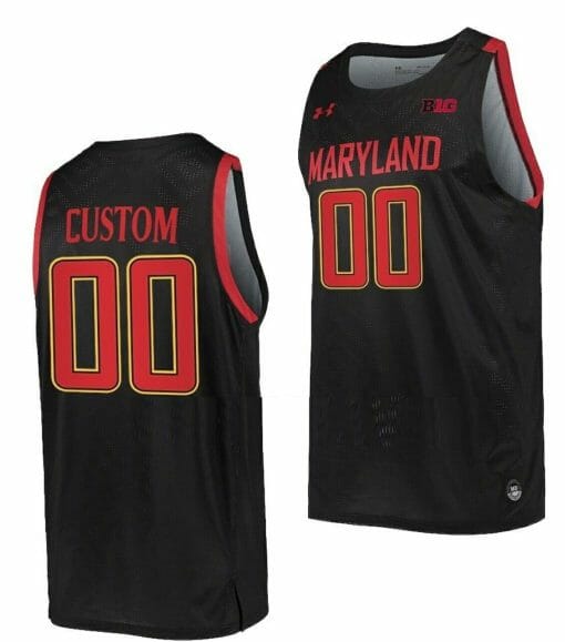 Custom Maryland Terrapins Jersey NCAA College Basketball Name and Number Black