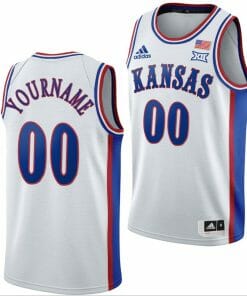 Custom Kansas Jayhawks Jersey College Basketball White 1990s Throwback
