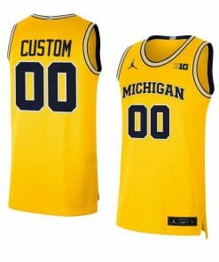 Custom Michigan Wolverines Basketball Jersey College Name and Number Maize