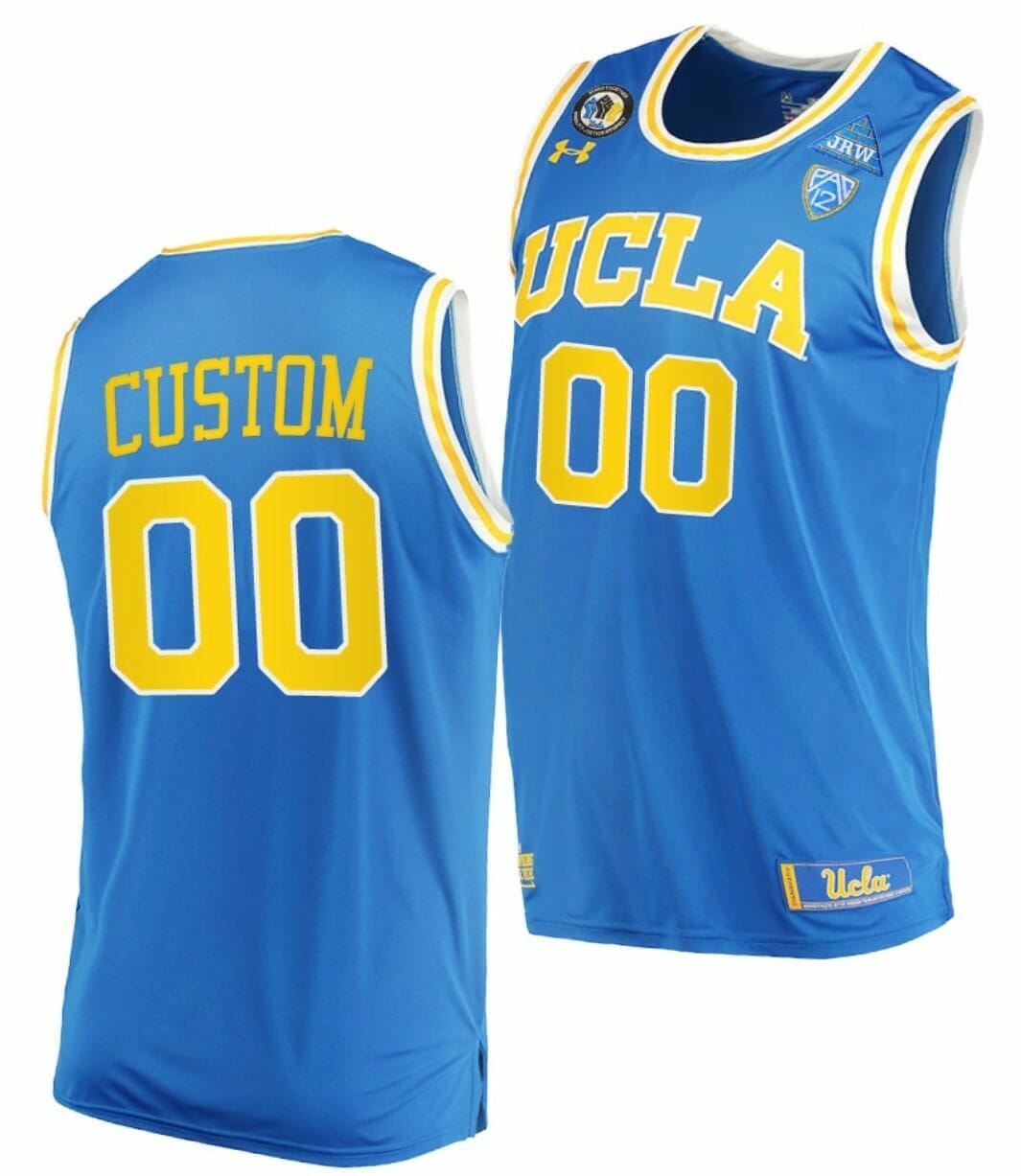Custom UCLA Bruins Jersey Name and Number College Basketball 2021 March Madness PAC-12 Blue Stand Together Jersey Honor John R. Wooden