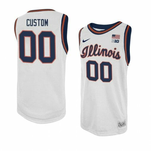 Custom Illinois Fighting Illini Basketball Jersey College Jerseys Name and Number Swingman White