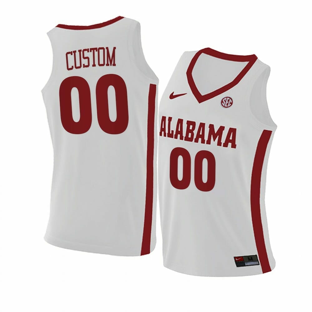 Custom Alabama Jersey Basketball College Name and Number Swingman White