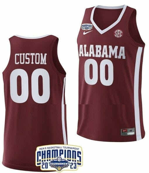 Custom Alabama Jersey NCAA SEC Champs College Basketball Crimson