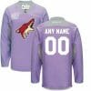 Custom Arizona Coyotes Jersey Name And Number Purple Pink Reebok Hockey Fights Cancer Practice
