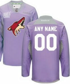 Custom Arizona Coyotes Jersey Name And Number Purple Pink Reebok Hockey Fights Cancer Practice