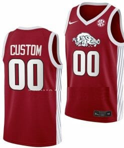 Custom Arkansas Razorbacks Jersey Road College Basketball Name and Number Red