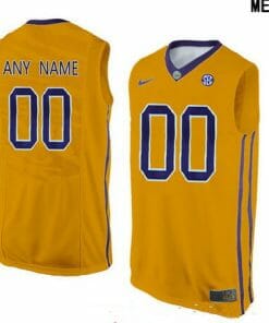 Custom LSU Tigers Jersey College Basketball Name and Number Elite Gold