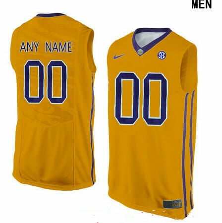 Custom LSU Tigers Jersey College Basketball Name and Number Elite Gold