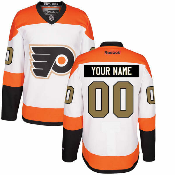 Custom Philadelphia Flyers Jersey Name And Number White Third 50th Gold NHL Reebok Hockey