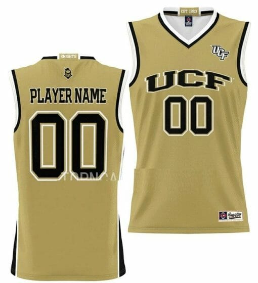 Custom UCF Knights Jersey Name and Number College Basketball Gold
