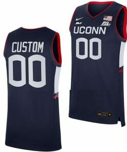 Custom UConn Huskies Jersey Name and Number College Basketball Away Navy Big East