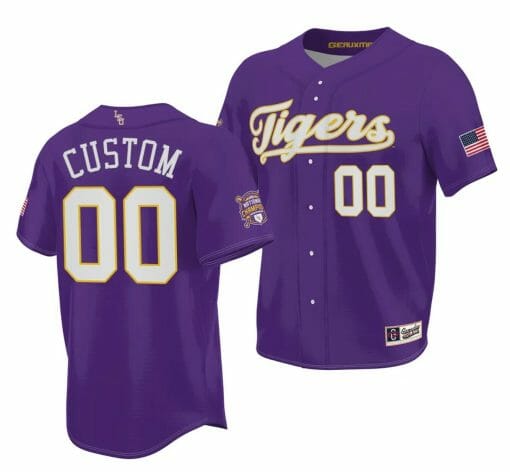 Custom LSU Tigers Jersey Name and Number NCAA Baseball 2023 College World Series Champions Purple #00