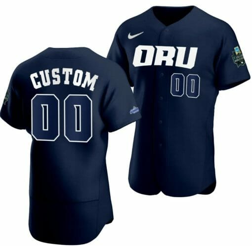 Custom Oral Roberts Golden Eagles Jersey Name and Number NCAA Baseball 2023 College World Series Navy #00