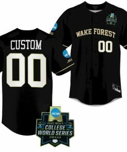 Custom WF Demon Deacons Jersey 2023 College World Series Name and Number NCAA Baseball Black #00