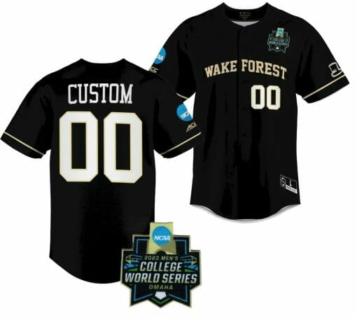 Custom WF Demon Deacons Jersey 2023 College World Series Name and Number NCAA Baseball Black #00