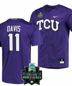 Austin Davis Jersey TCU Horned Frogs Baseball NCAA 2023 College World Series Purple #11