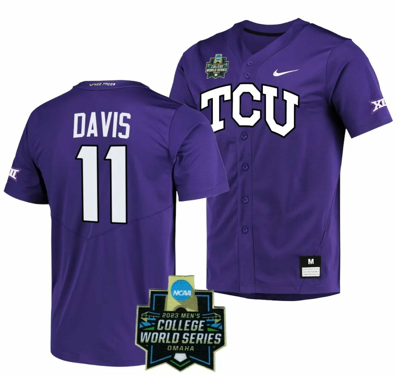 Austin Davis Jersey TCU Horned Frogs Baseball NCAA 2023 College World Series Purple #11