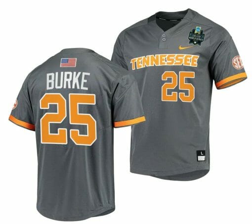 Blake Burke Jersey Tennessee Volunteers #25 Gray 2023 NCAA Baseball College World Series OMAHA 8