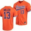 Brad Miller Jersey Clemson Tigers College Baseball Orange Full Button 13