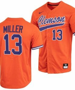Brad Miller Jersey Clemson Tigers College Baseball Orange Full-Button #13