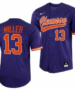 Brad Miller Jersey Clemson Tigers College Baseball Purple Full-Button #13