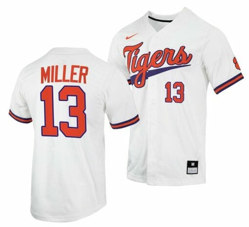 Brad Miller Jersey Clemson Tigers College Baseball White #13