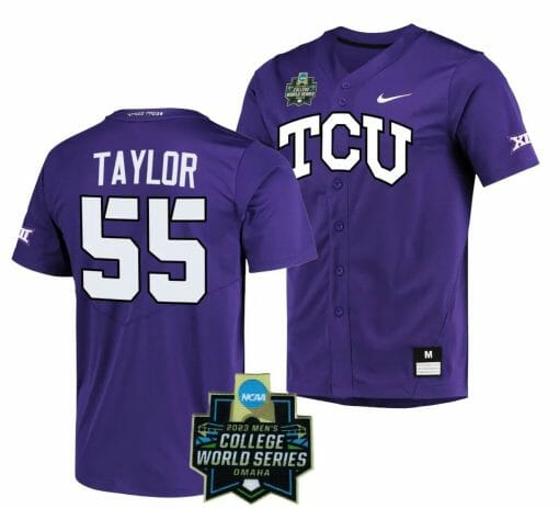Brayden Taylor Jersey TCU Horned Frogs Baseball NCAA 2023 College World Series Purple #55