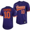 Bryar Hawkins Jersey Clemson Tigers College Baseball Purple Full Button 10