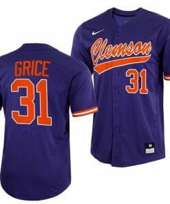 Caden Grice Jersey Clemson Tigers College Baseball Purple Full-Button #31