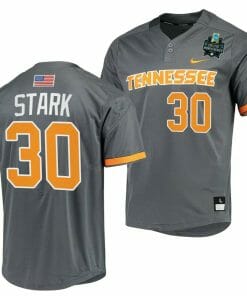 Cal Stark Jersey Tennessee Volunteers #30 Gray 2023 NCAA Baseball College World Series OMAHA 8