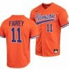 Chad Fairey Jersey Clemson Tigers College Baseball Orange Full Button 11