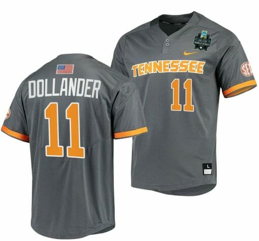 Chase Dollander Jersey Tennessee Volunteers #11 Gray 2023 NCAA Baseball College World Series OMAHA 8