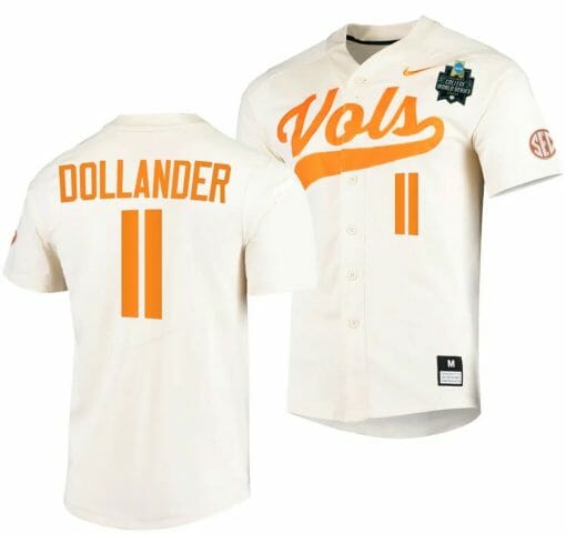 Chase Dollander Jersey Tennessee Volunteers #11 Natural 2023 NCAA Baseball College World Series OMAHA 8