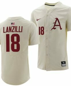 Chris Lanzilli Jersey Arkansas Razorbacks College Baseball Full-Button Natural #18