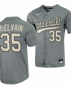 Chris McElvain Jersey Vanderbilt Commodores College Baseball Full-Button Grey #35