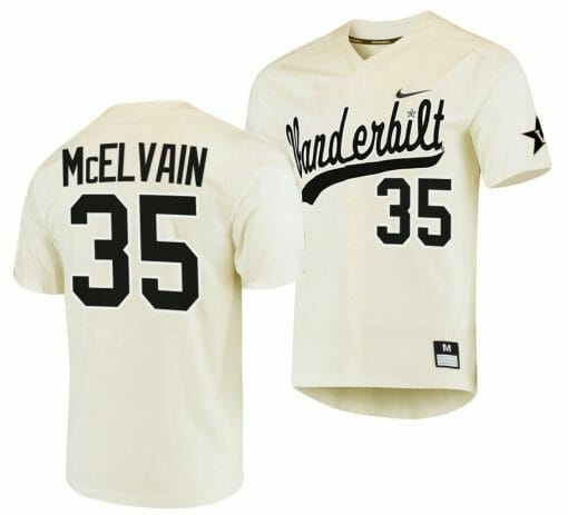 Chris McElvain Jersey Vanderbilt Commodores College Baseball Replica Cream #35