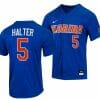 Colby Halter Jersey Florida Gators College Baseball Full Button Royal 5