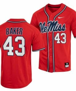 Cole Baker Jersey Ole Miss Rebels College Baseball Red #43