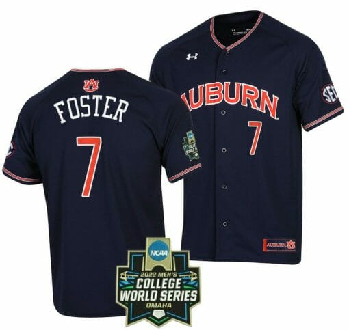 Cole Foster Jersey Auburn Tigers Baseball NCAA College 2022 World Series Navy #7