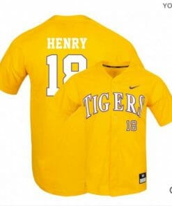 Cole Henry Jersey Lsu Tigers Baseball NCAA College Yellow Elite Alumni #18