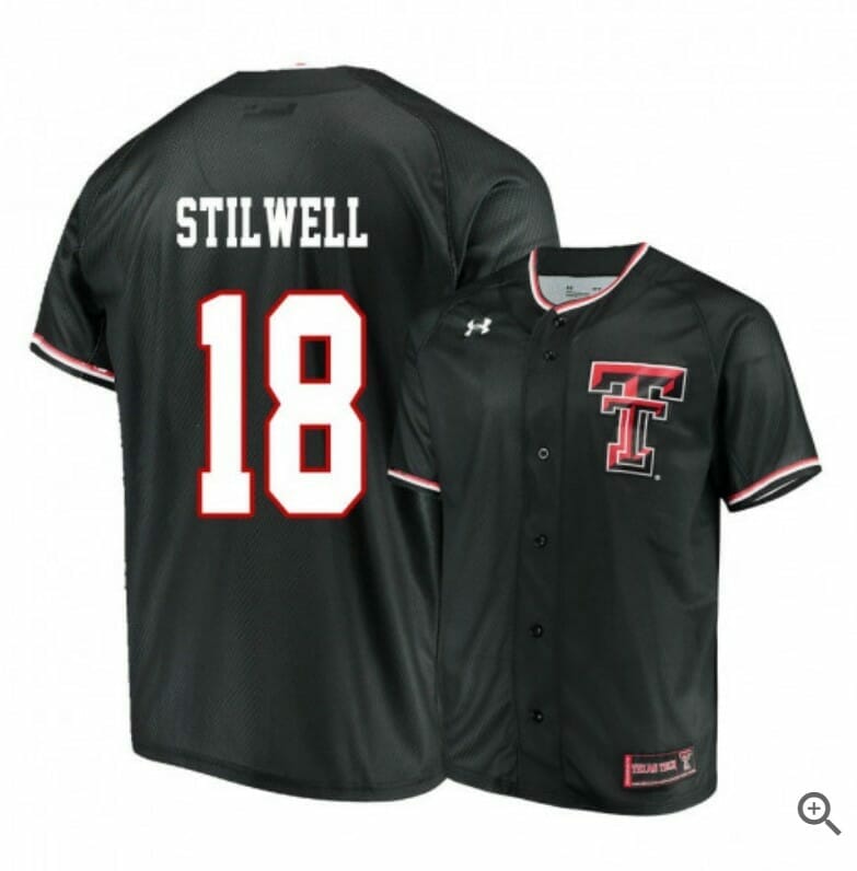 Cole Stilwell Jersey Texas Tech Red Raiders Baseball NCAA College Black Alumni #18