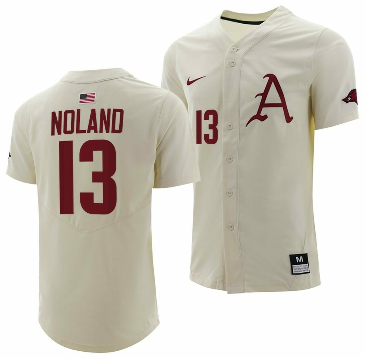 Connor Noland Jersey Arkansas Razorbacks College Baseball Full-Button Natural #13