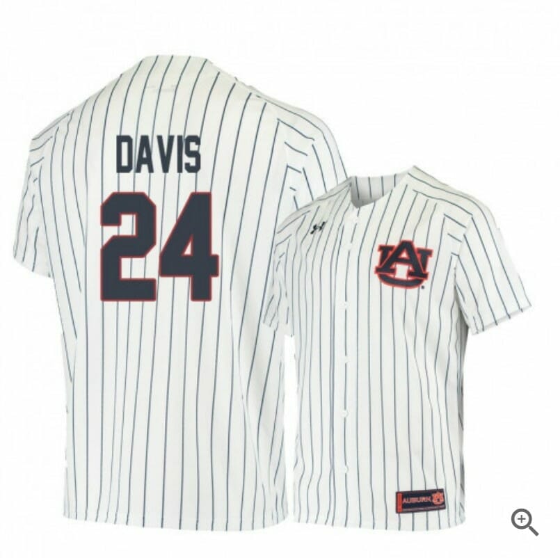 Conor Davis Jersey Auburn Tigers Baseball NCAA College White Blue Alumni #24