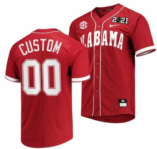 Custom Alabama Baseball Jersey Crimson Tide Name and Number NCAA College 2021 CFP National Championship